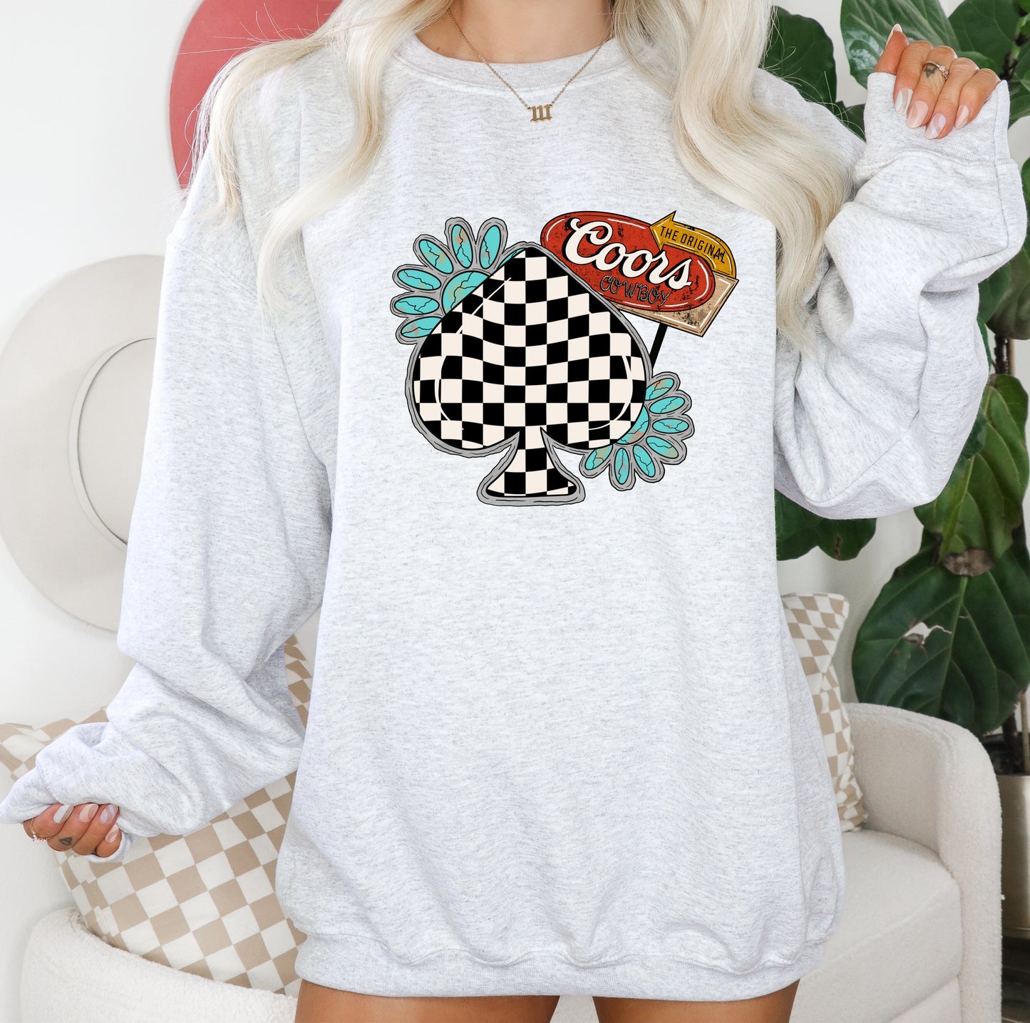 Checkered Spade Coors Graphic Top