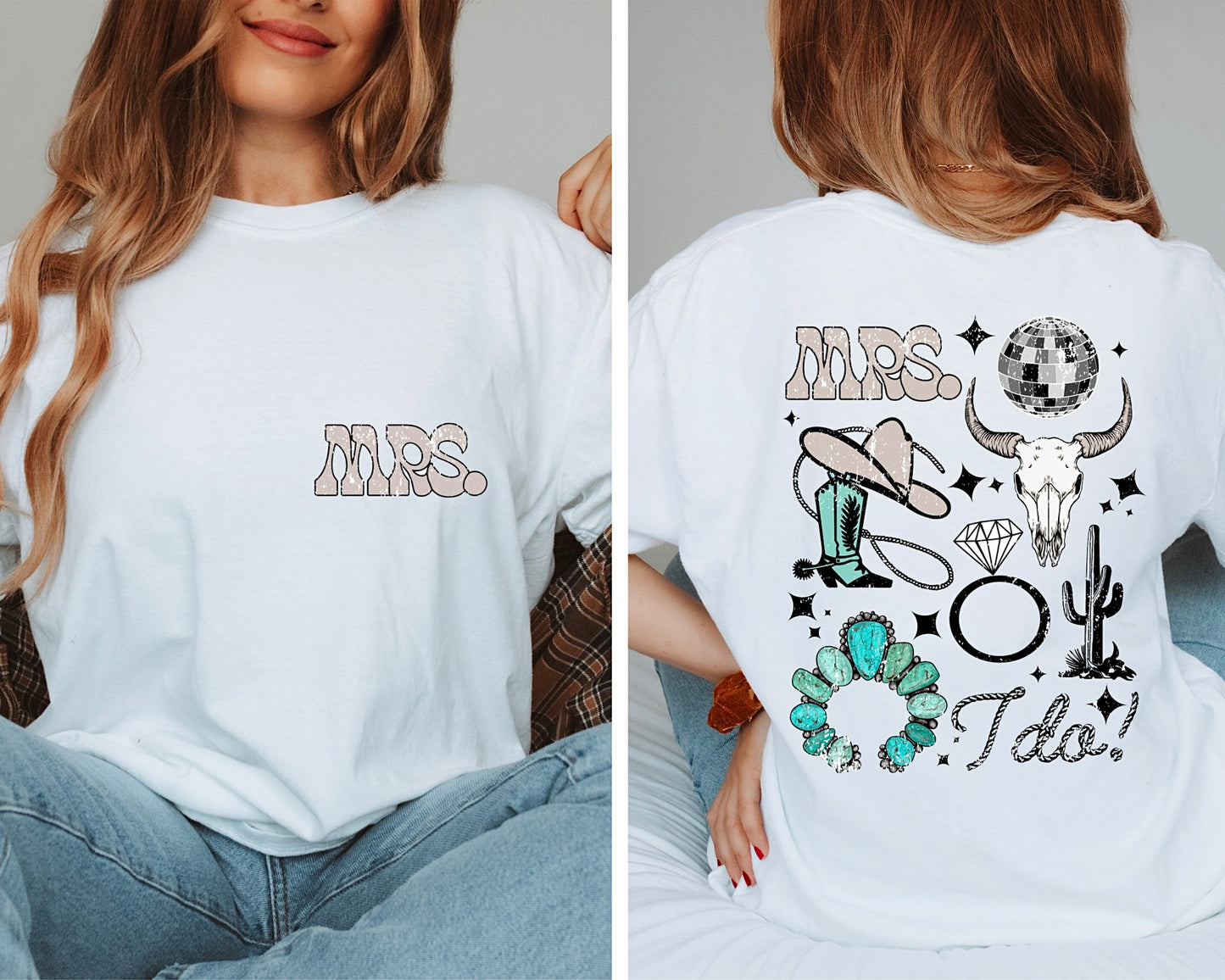 Western Mrs. Just Married Graphic Top