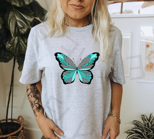 Turquoise Butterfly Graphic Top